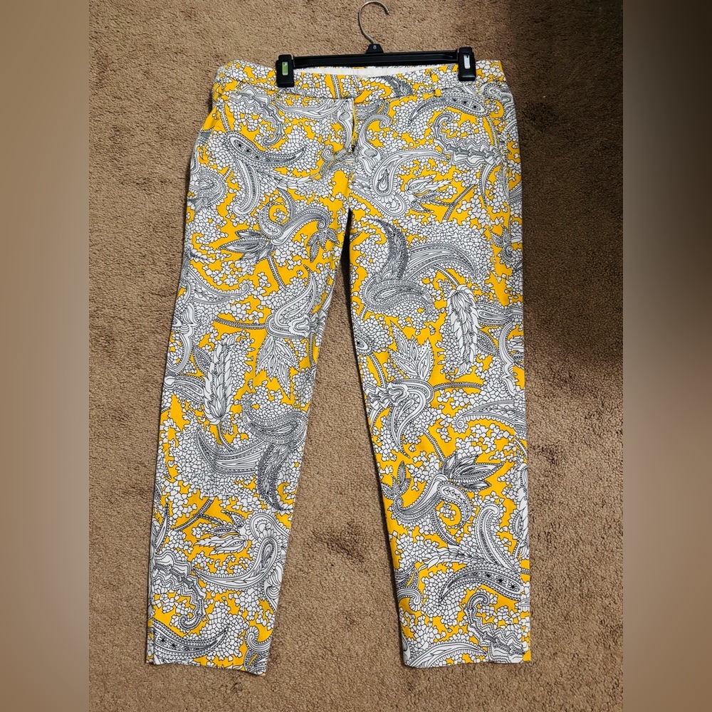 J. Crew Stretch Pants size 8 with Black and Yellow Details like new!